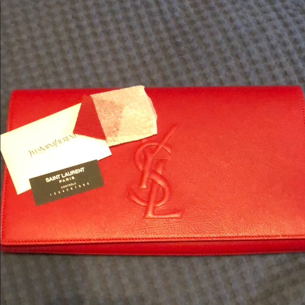 Ysl leather clutch-NEW-
